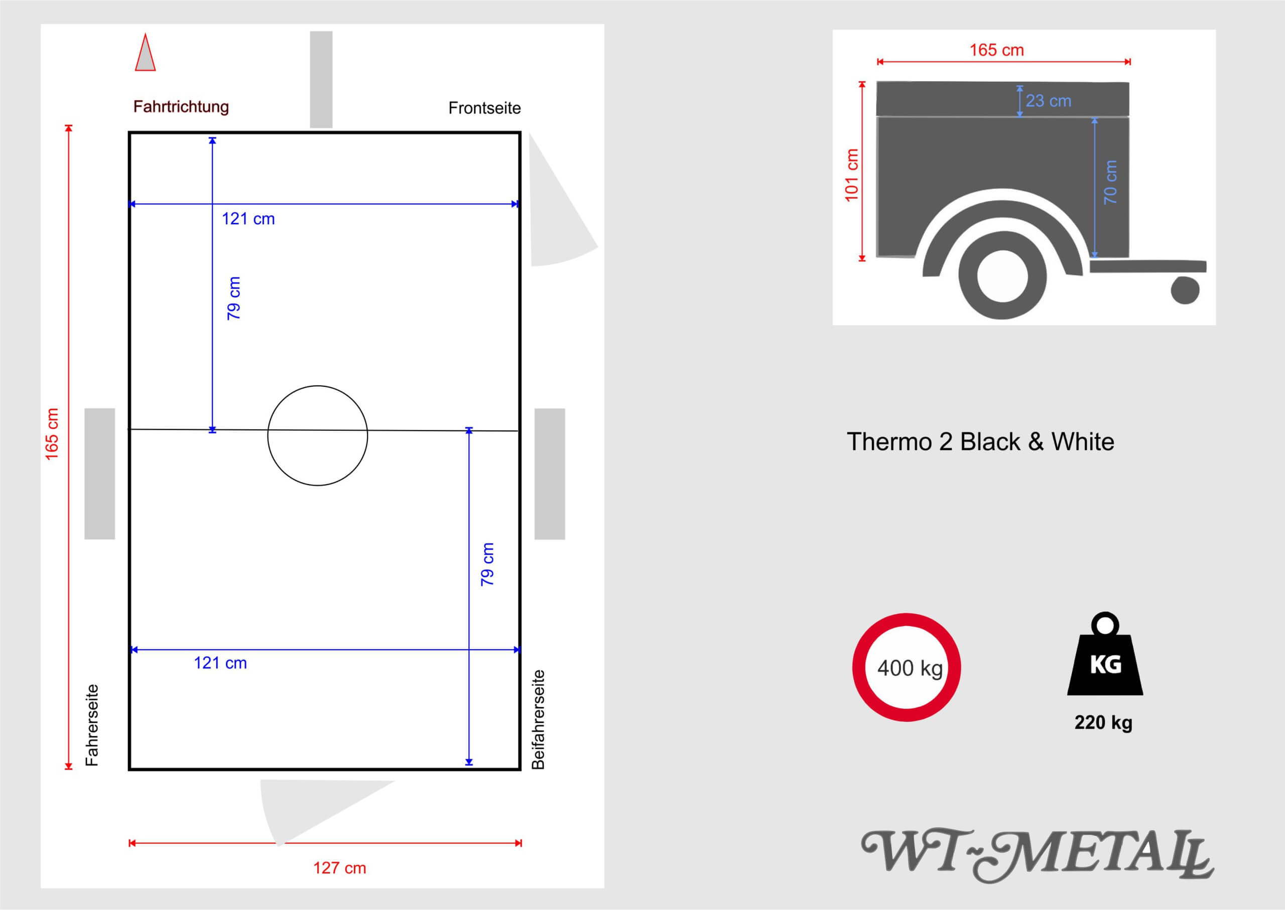 WT-Metall Hundeanhänger Thermo 2 Black & White mit Staudach-2