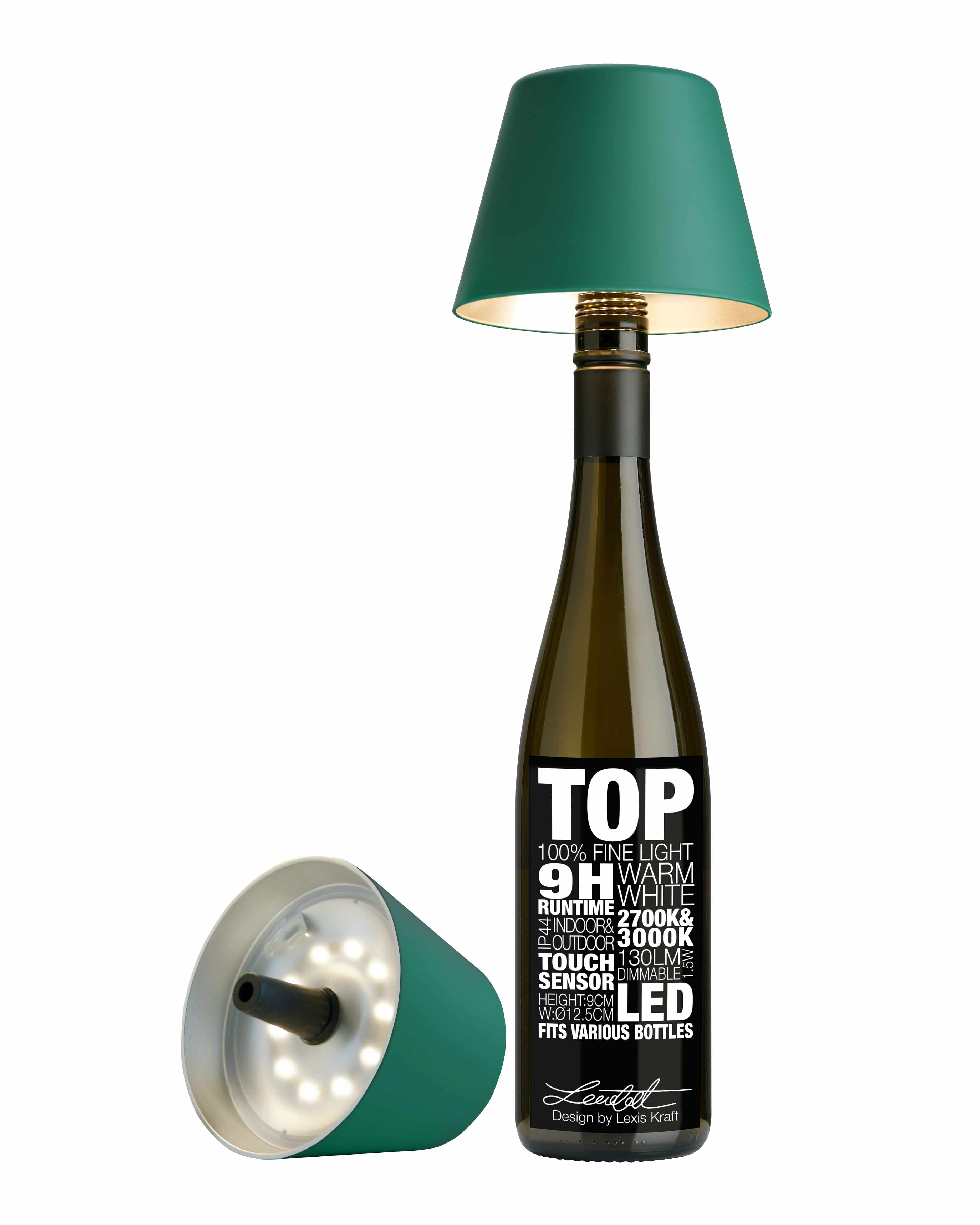Sompex Dekoleuchte "TOP" LED-Akku Flaschenaufsatz  Grün