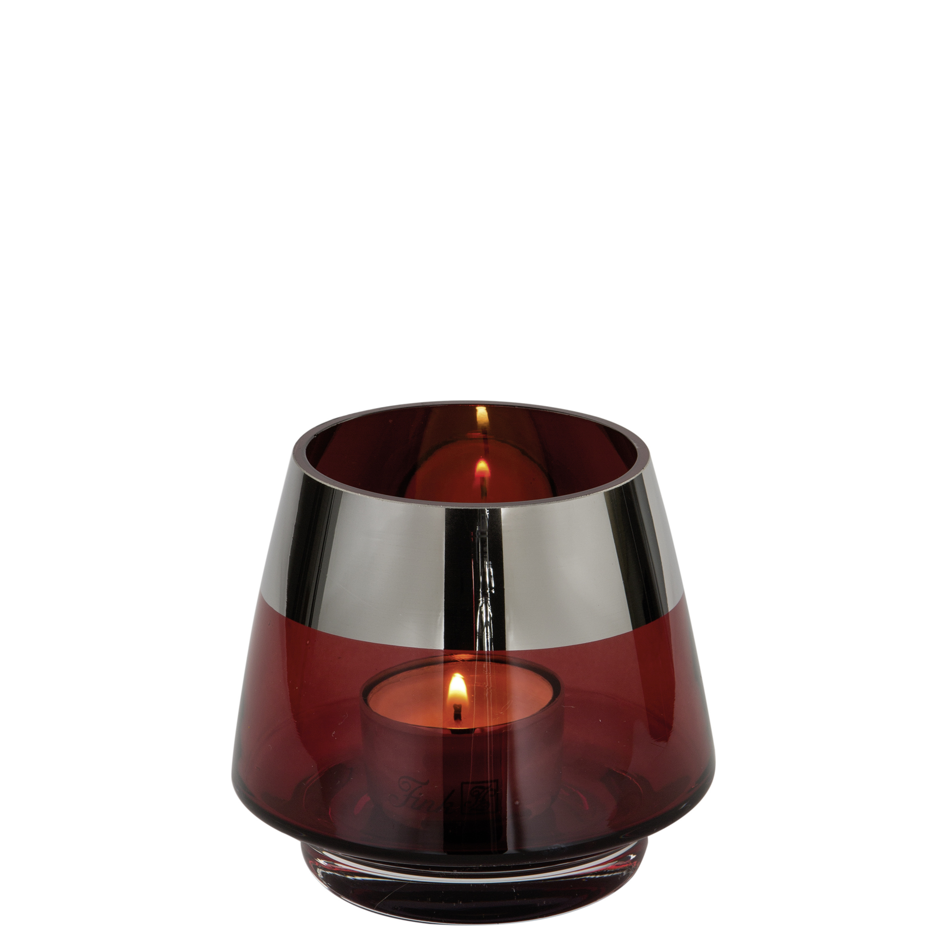 JONA Teelichthalter Glas Rot 11 x 11 x  9 cm   