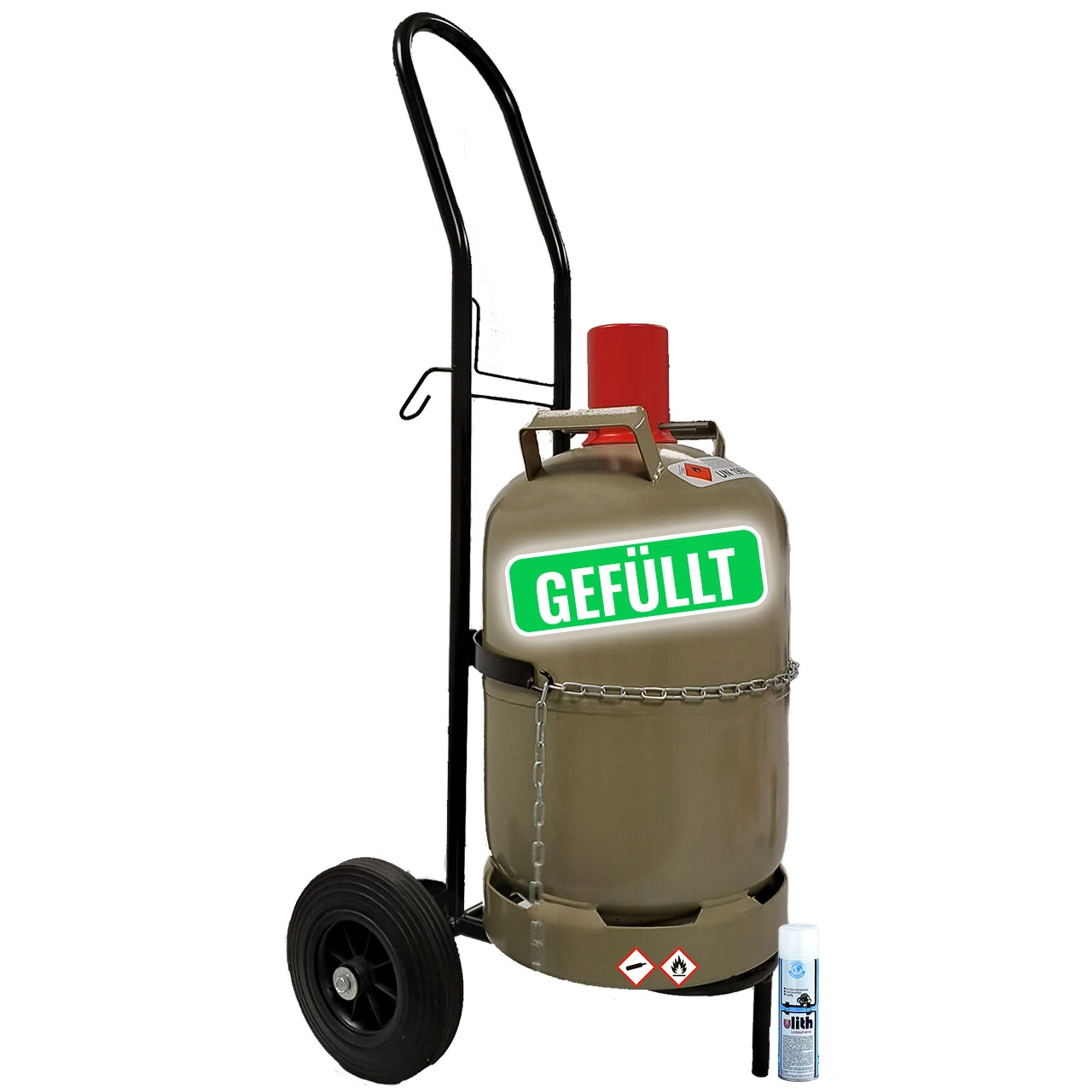 Transportwagen für Propan-Gasflaschen  und Abflammgeräte inkl. 11 kg Gasflasche voll