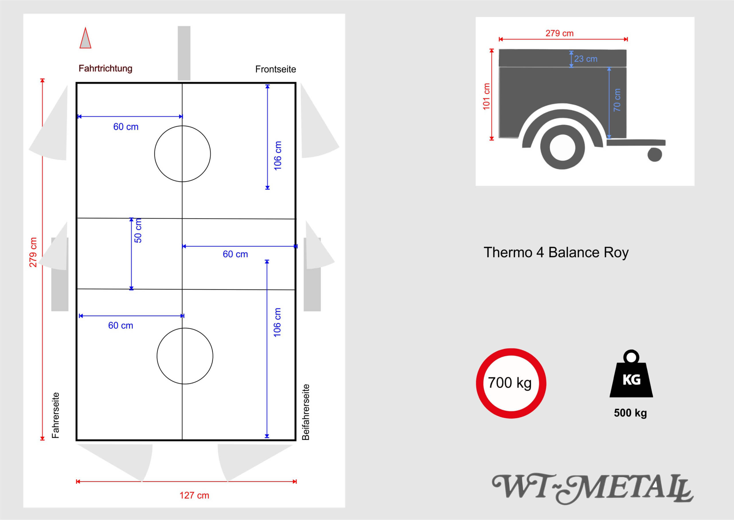 WT-Metall Tandem Hundeanhänger Thermo 4 Balance Royal mit Staudach-2