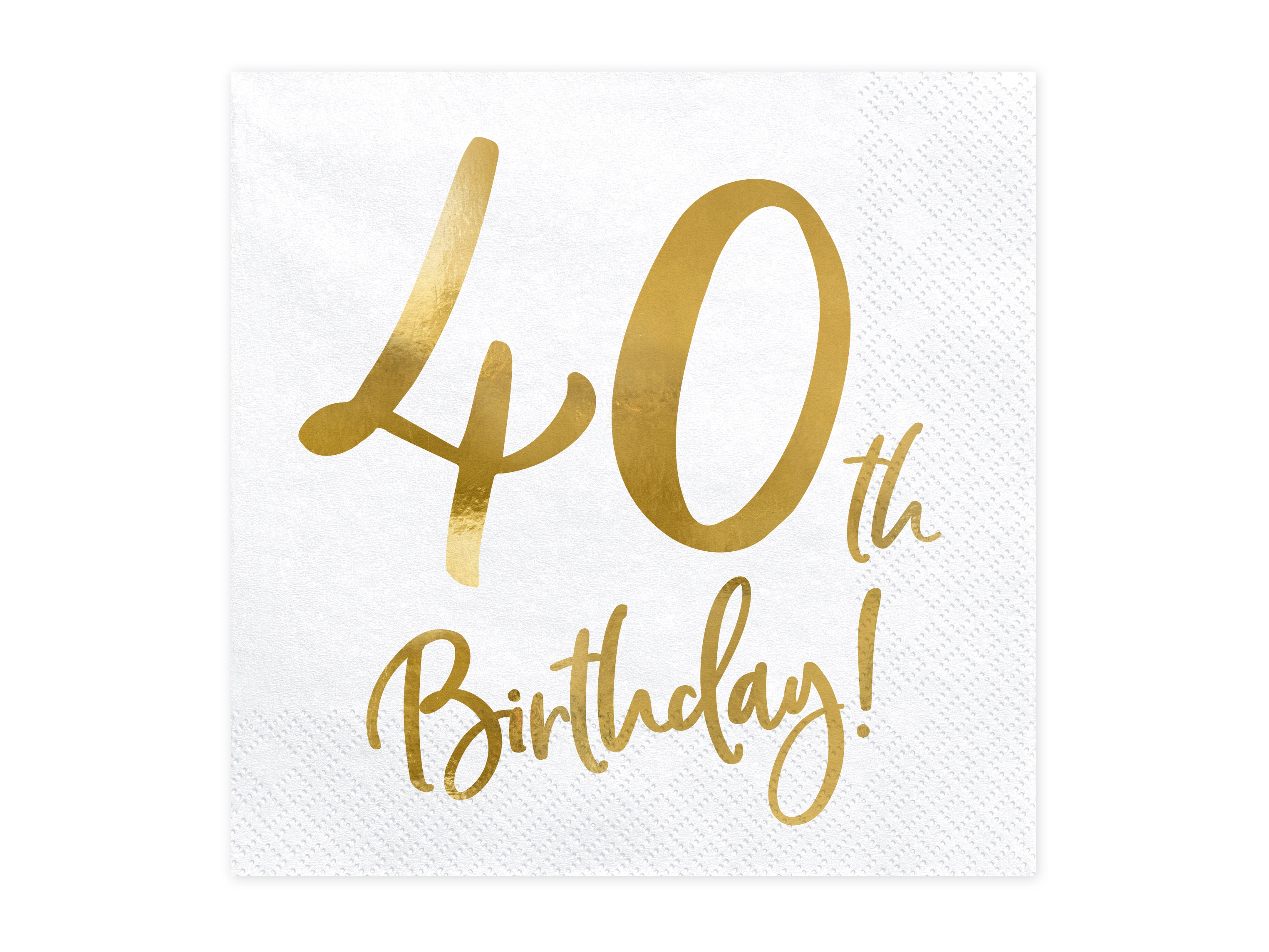 Servietten: Geburtstag 40 weiß,gold Größe: 33 x 33 cm 1 Paket 20 Stück 