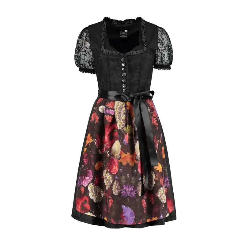 Dirndl schwarz jaquard, Paisley + Rembrandt Schürze