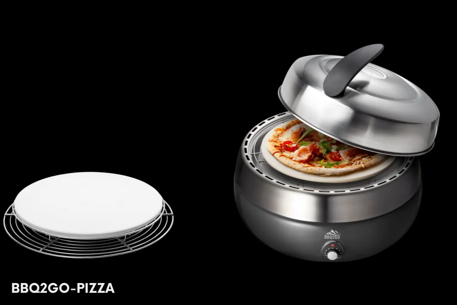 Pizzastein mit Grill und Deckel