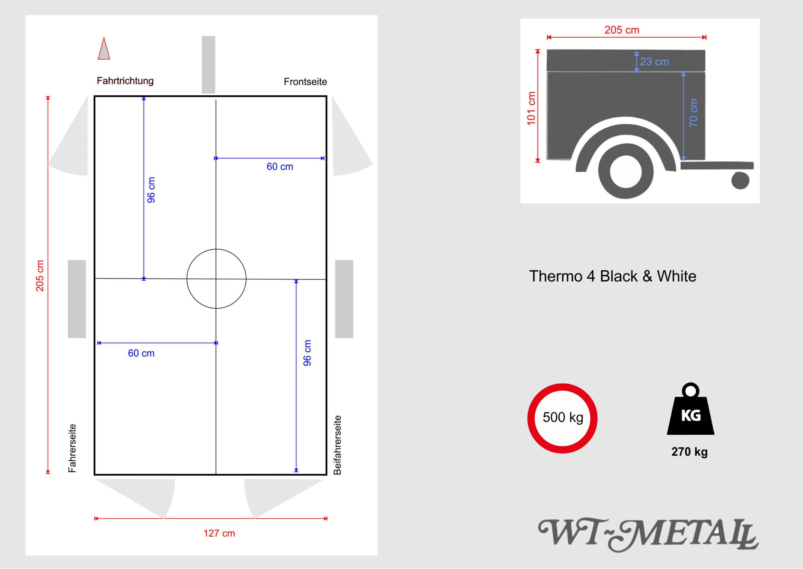 WT-Metall Hundeanhänger Thermo 4 Black & White mit Staudach-2