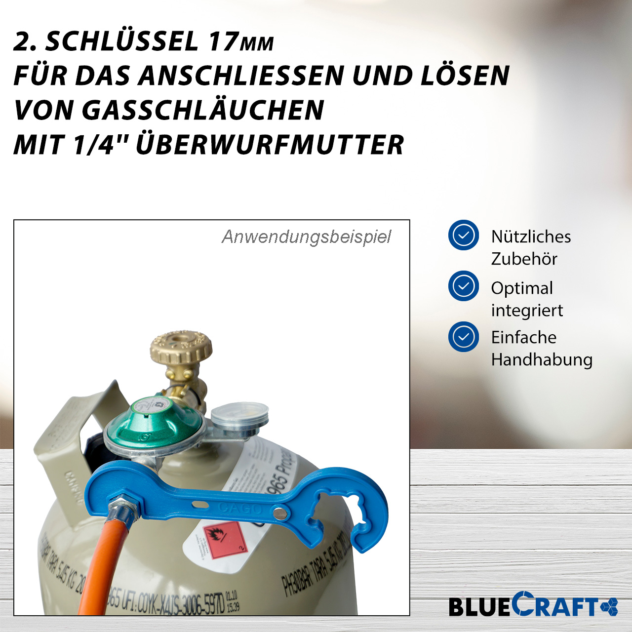Bluecraft - Gasreglerlöser für Gasflaschen 5-11 kg
