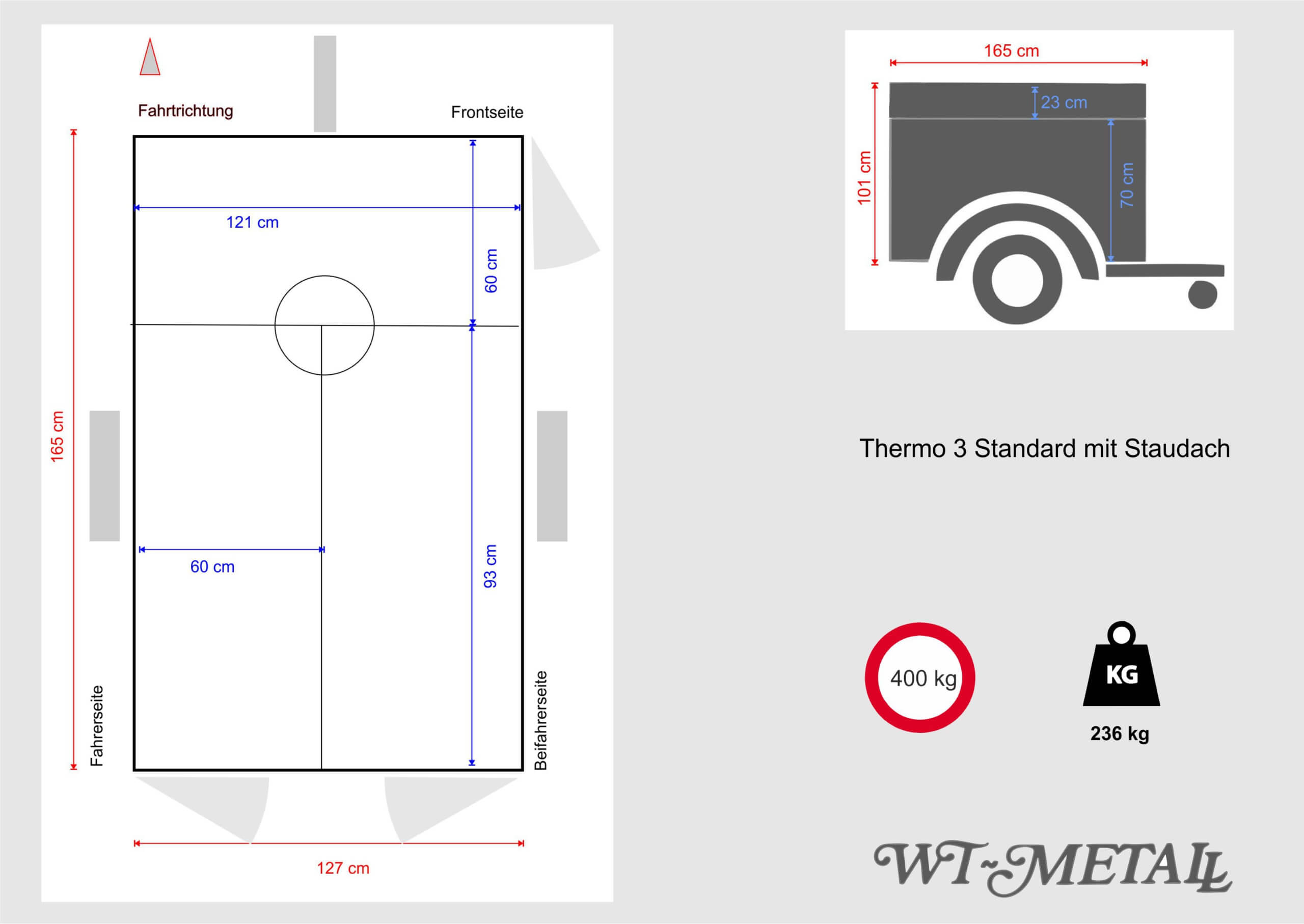 WT-Metall Hundeanhänger Thermo 3 Standard mit Staudach-1