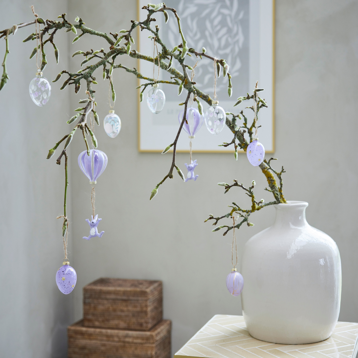 Lene Bjerre Feline Hase Ballon Deko Polyresin lila Pflanze