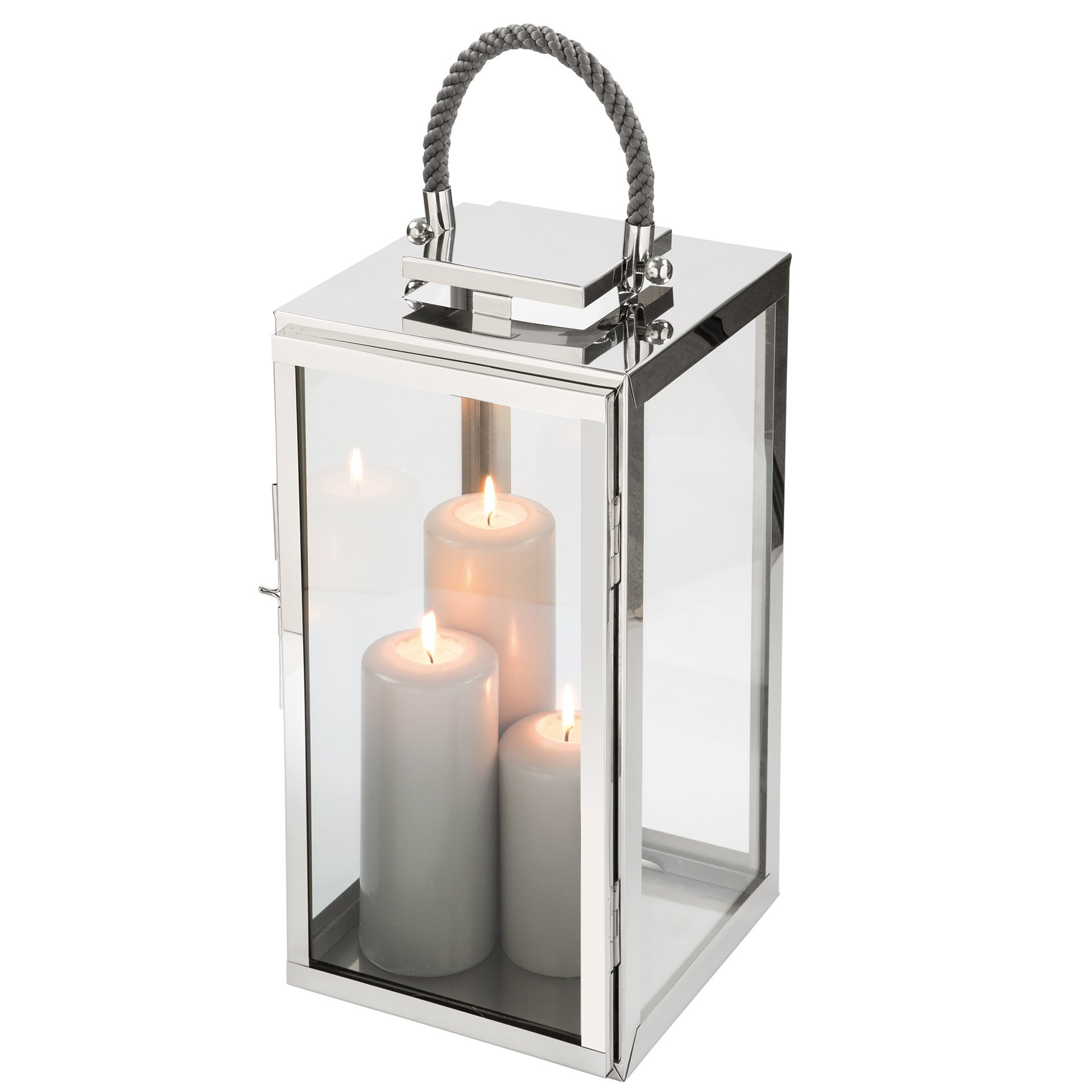 Sevilla Laterne Edelstahl Silber 24 x 24 x 48 cm  