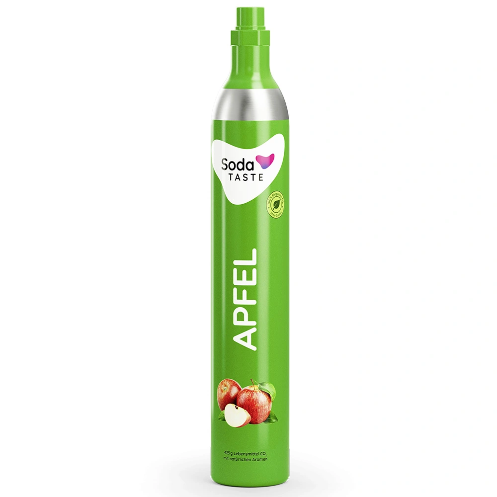 Ein grüner Co2 Aromazylinder mit dem Geschmack Apfel 425g