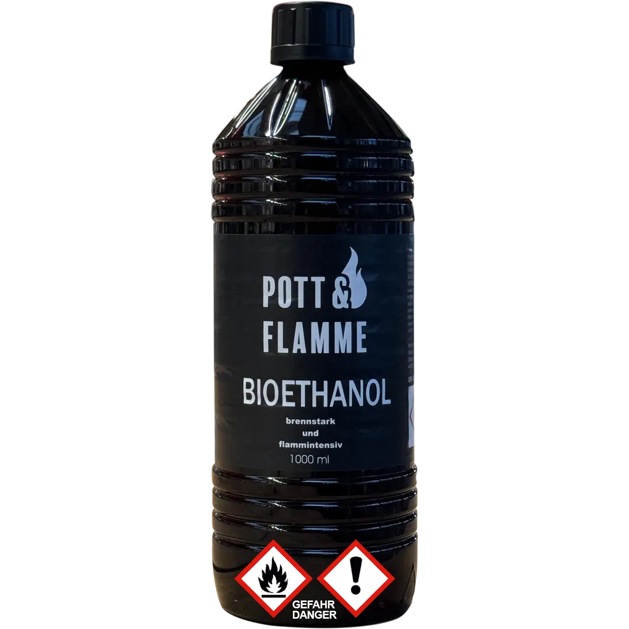 Pott & Flamme Bioethanol 1000 ml Flasche  mit Sicherheitsverschluss
