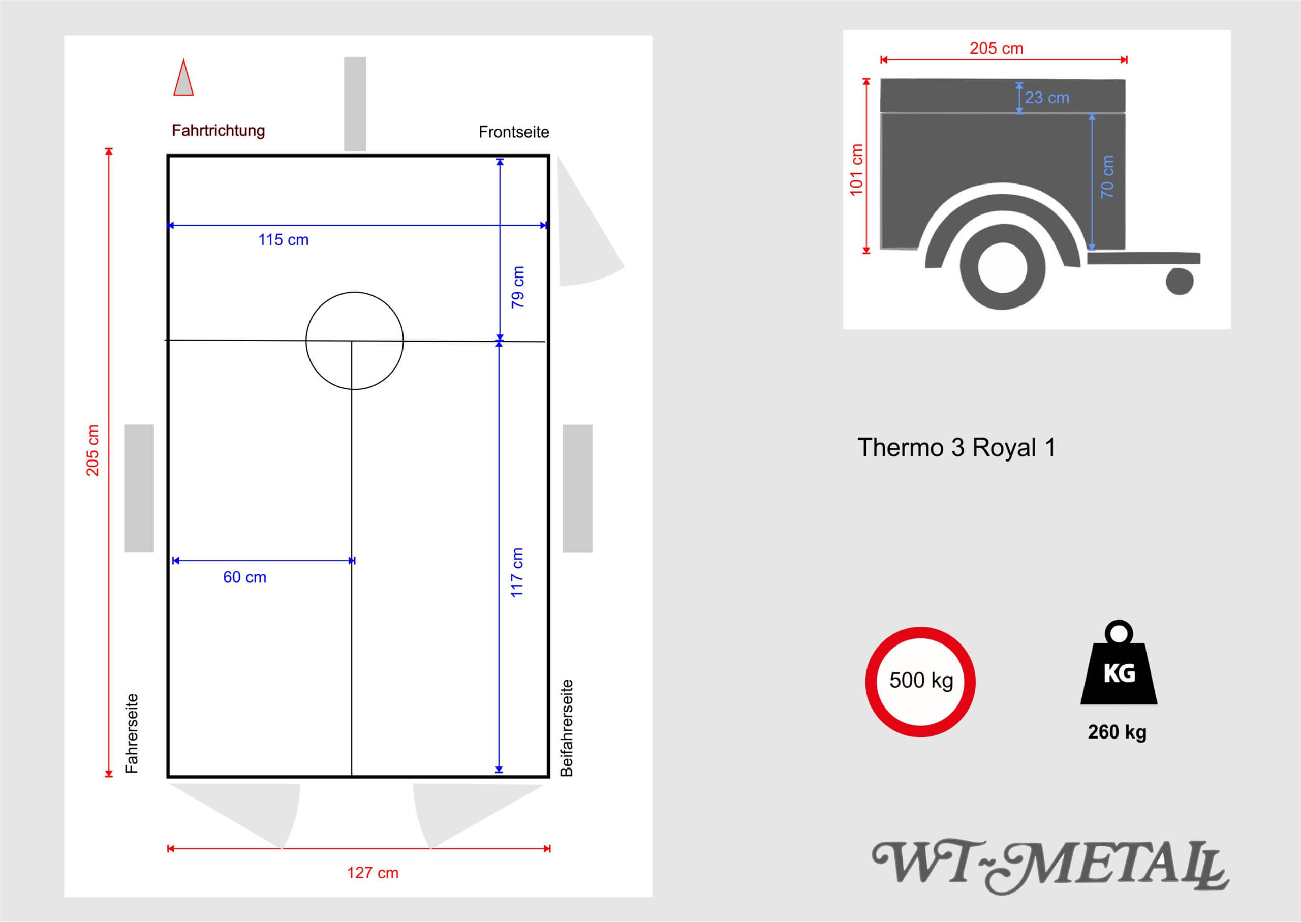 WT-Metall Hundeanhänger Thermo 3 Royal mit Staudach-2