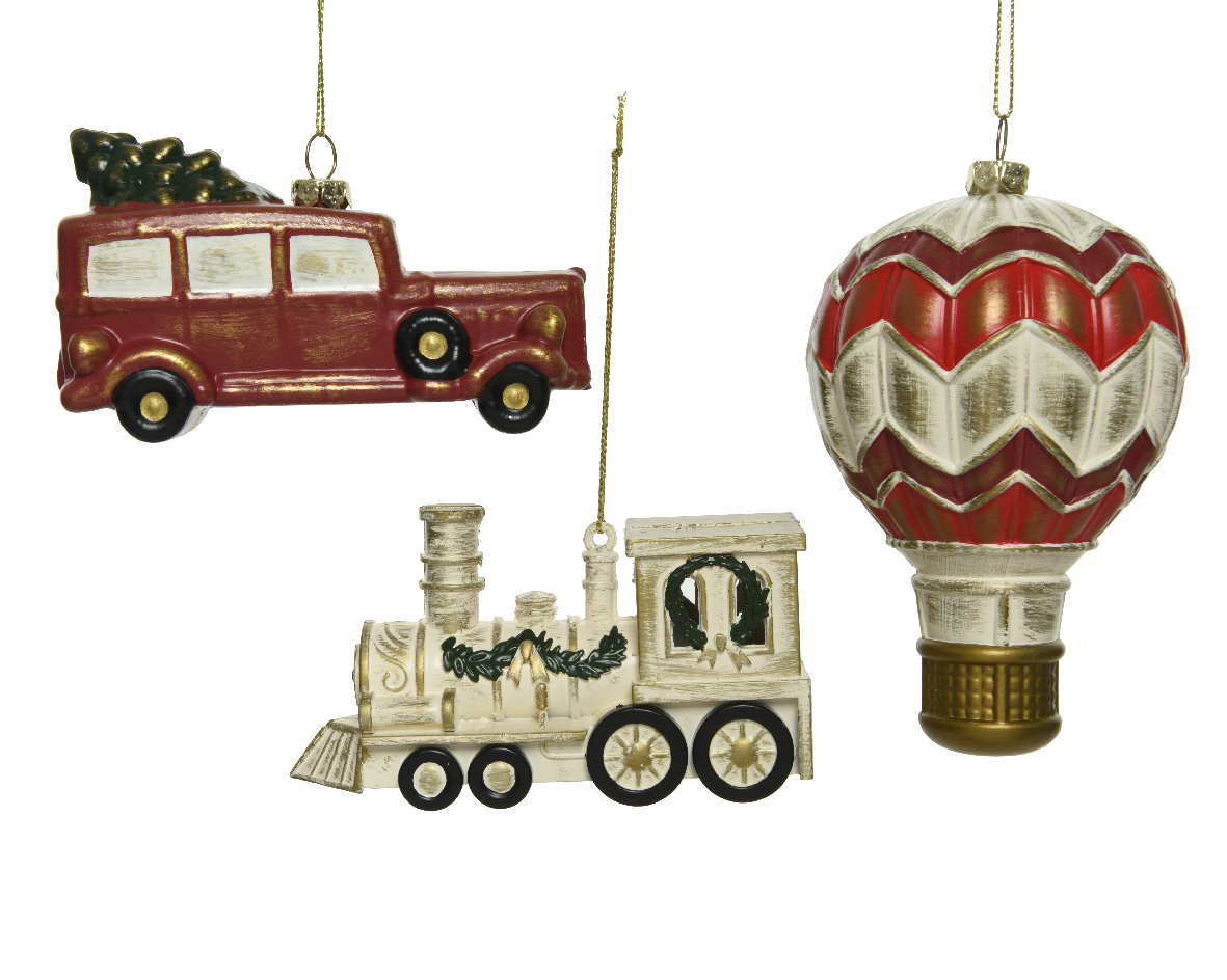 Weihnachtsfiguren (Auto, Zug, Ballon) 3 Sort. 
