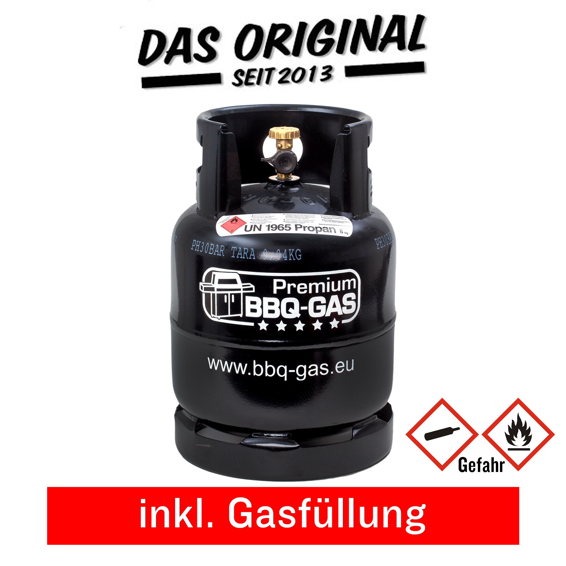 Premium BBQ- GAS Flasche 8 kg gefüllt 