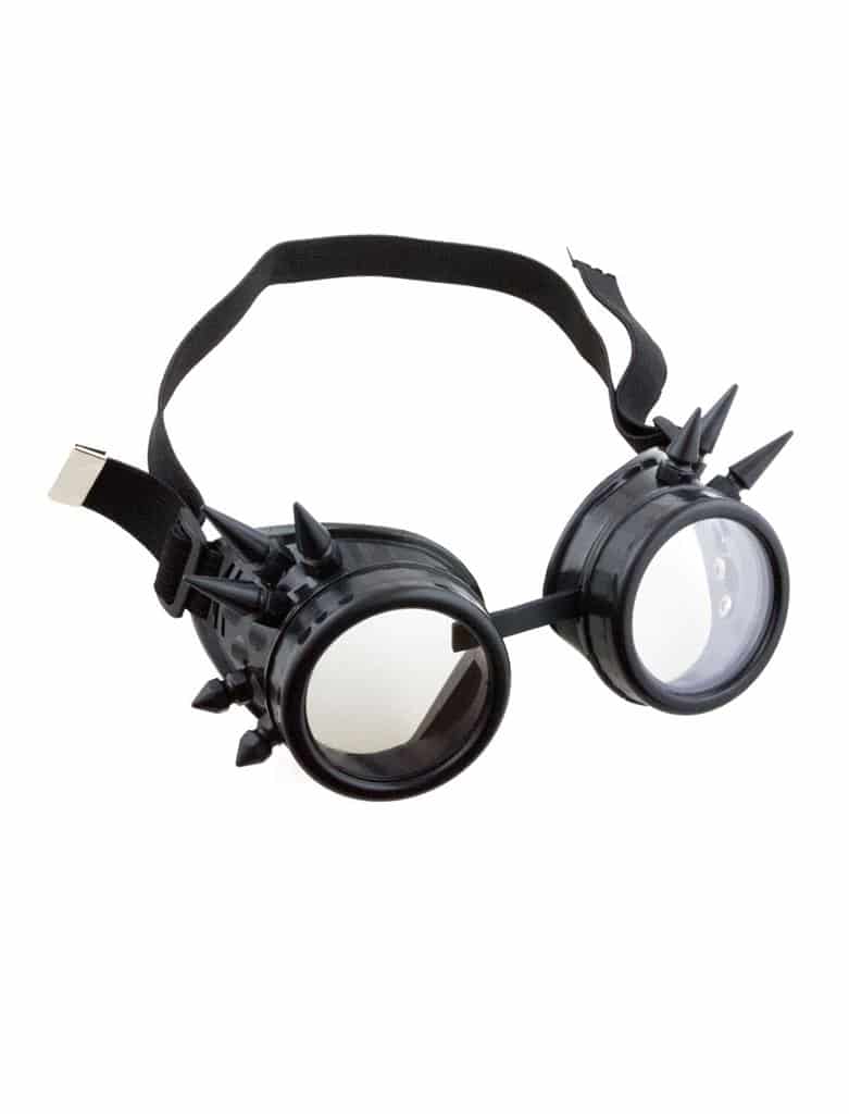 Accessoire: Schwarze Steampunk-Brille mit Stacheln