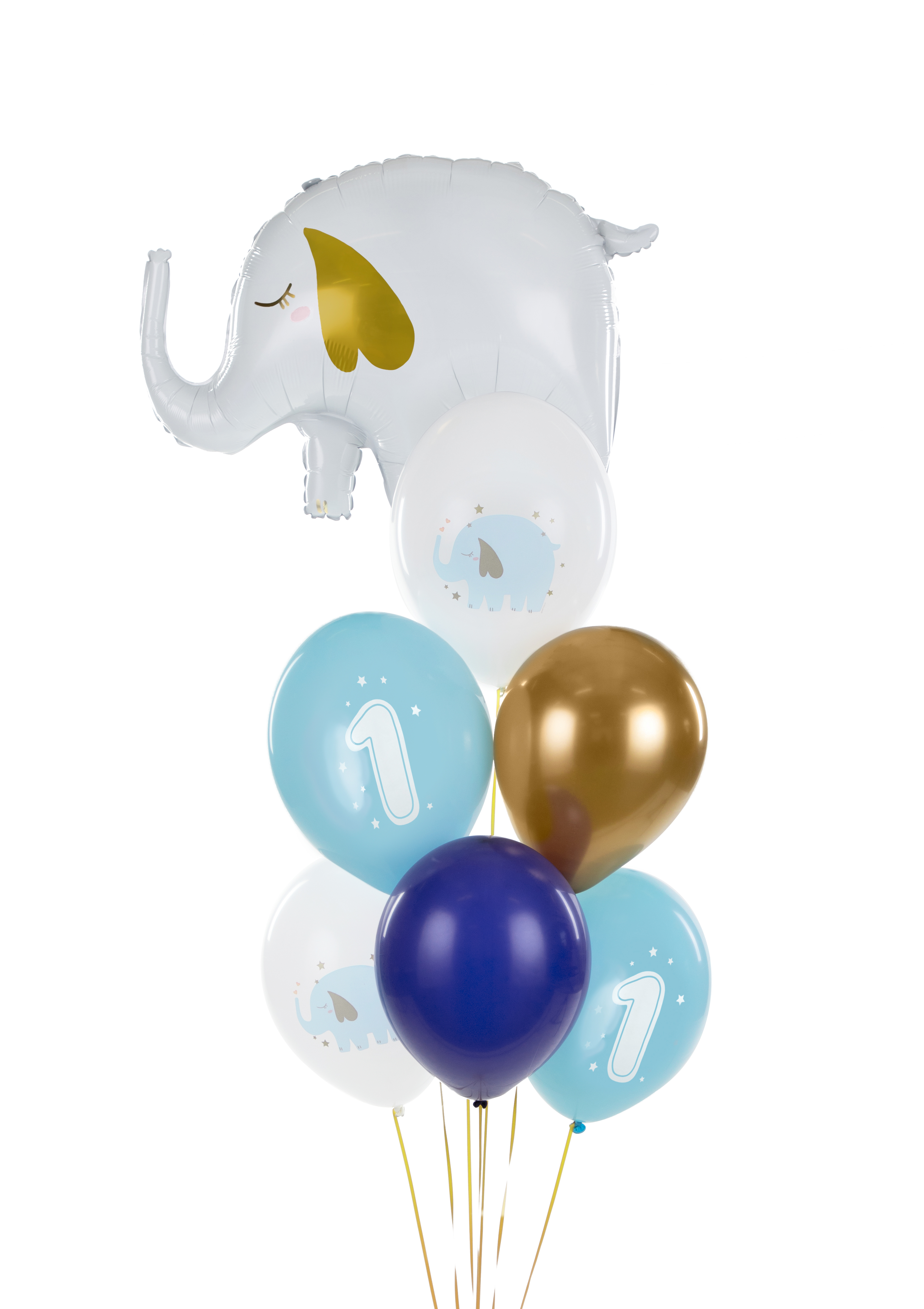Luftballons:Gold 6 Stk. 1 Geburtstags Elefant blau 