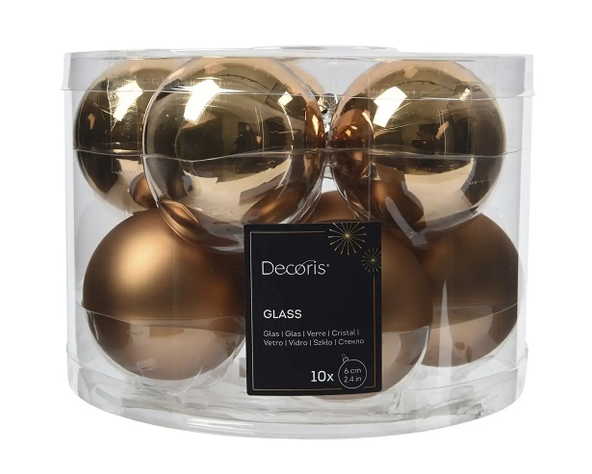 Kaemingk Weihnachtskugel durchmessr 6 cm 10-set christbaumkugeln in Pecannusbraun