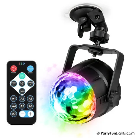 PartyFunLights Party-Projektor Disco-Licht USB-  betrieben mit Saugnapf und Fernbedienung
