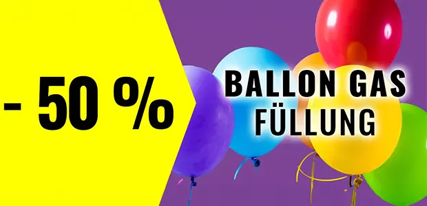Nur für kurze Zeit 50% Rabatt auf Ballon Gas Füllung