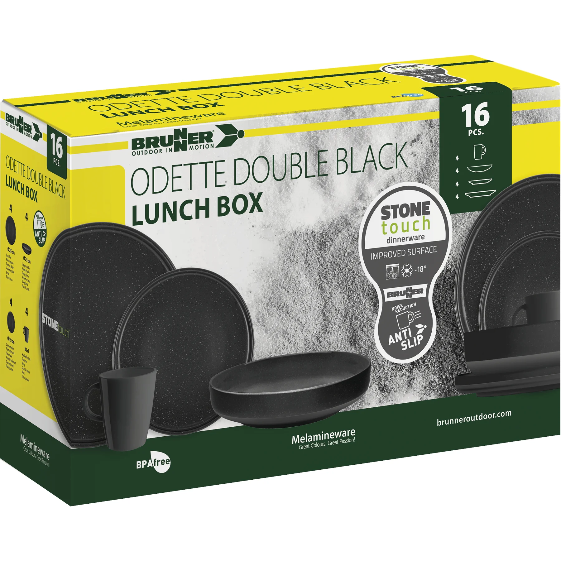 Brunner - Campinggeschirr  "Lunch Box Odette Double Black" 16-teilig