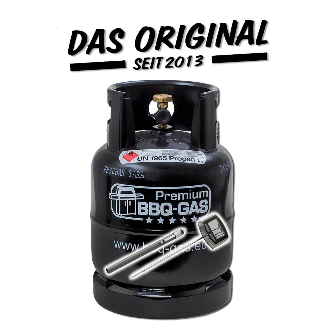 Premium BBQ-GAS Flasche (leer) & Weber  Grillthermometer