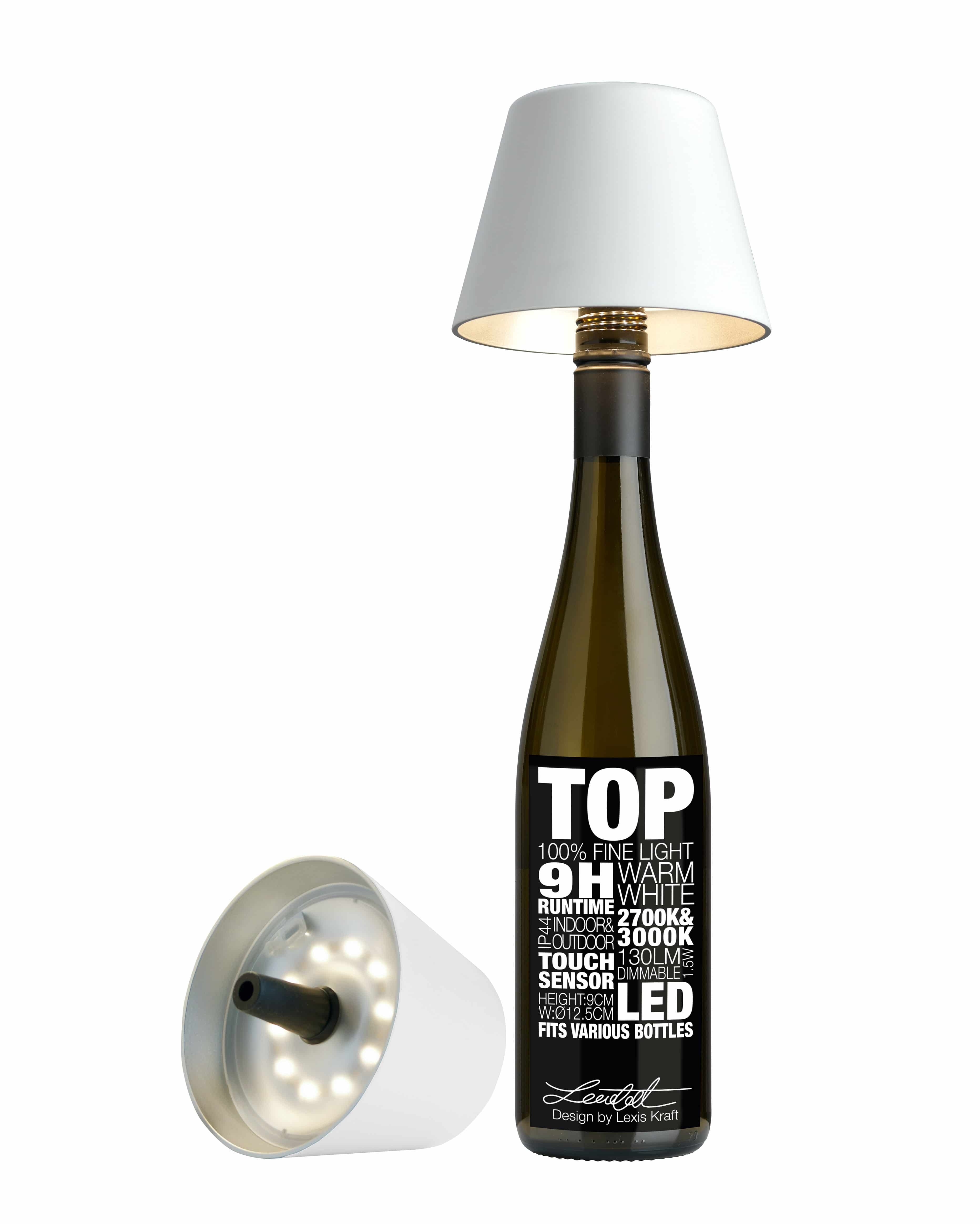 Sompex Dekoleuchte "TOP" LED-Akku Flaschenaufsatz  Weiß