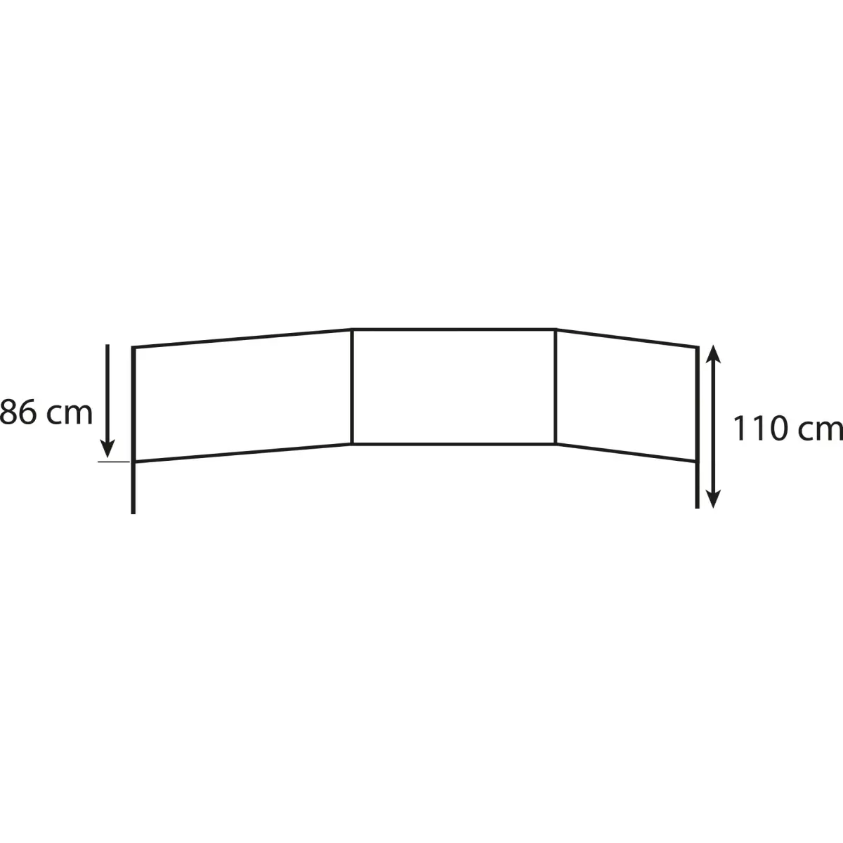 Höhe vom Brunner Bahama Windschutz er steht 86 cm in die Höhe und wird noch die Stange welche im Boden versenkt wird ist 110cm lang