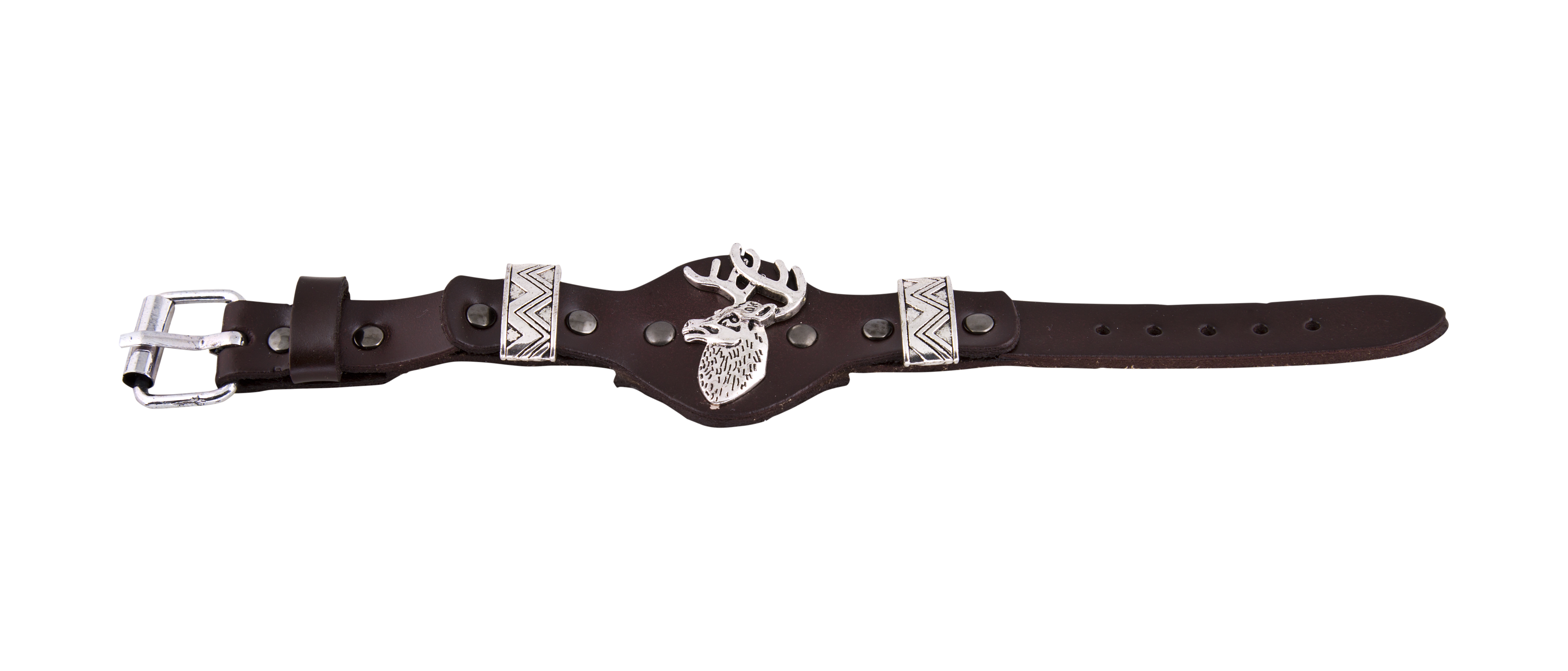 Trachten - Armband - Hirschkopf, Leder   Farbe Braun 