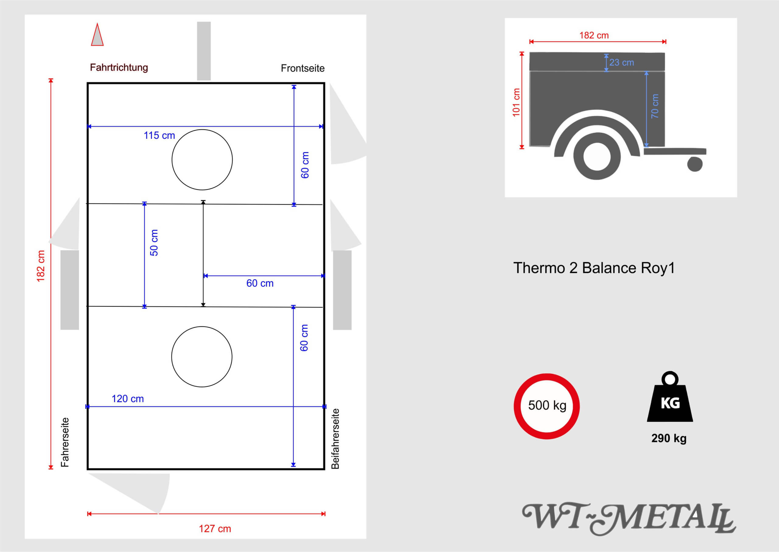 WT-Metall Hundeanhänger Thermo 2 Balance Royal mit Staudach-1