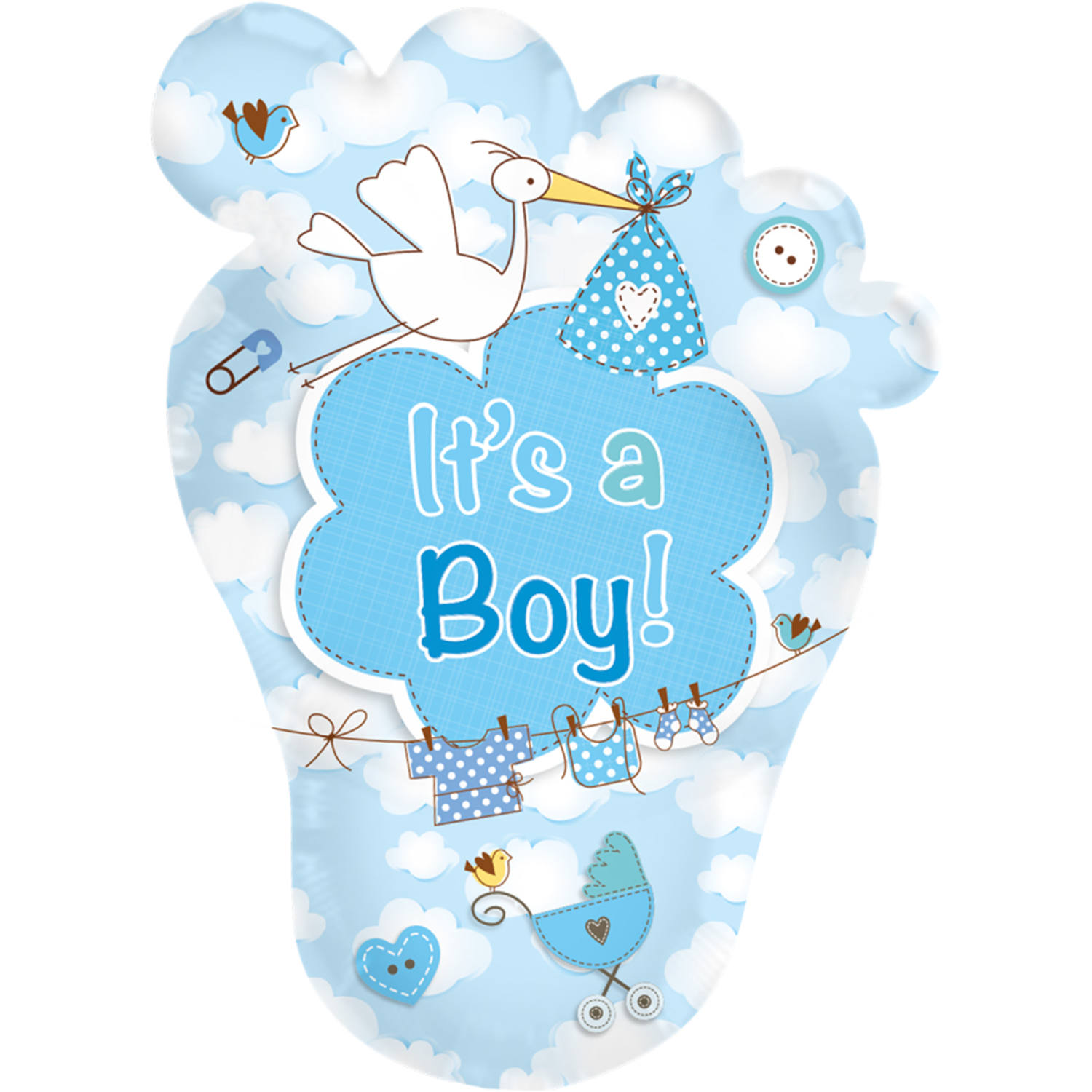Folienballon: Babyfuß It´s a Boy Größe: 46 x 70 cm 