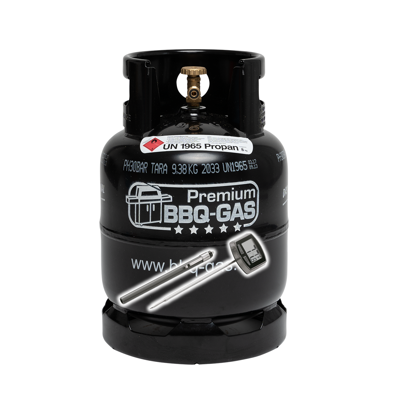 Premium BBQ-GAS Flasche (leer) & Weber  Grillthermometer