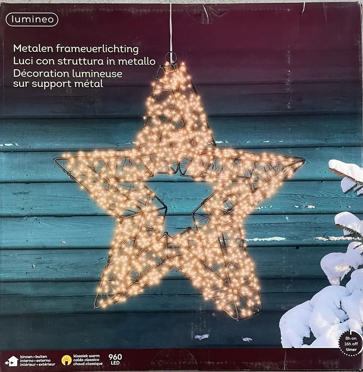 Kaemingk Weihnachtsstern LED beleuchtet Metall Schwarz 38 cm Verpackung