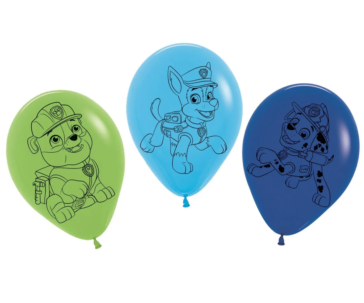 Luftballons: Paw Patrol - grün/blau , 5 Stck. ca. 30 cm