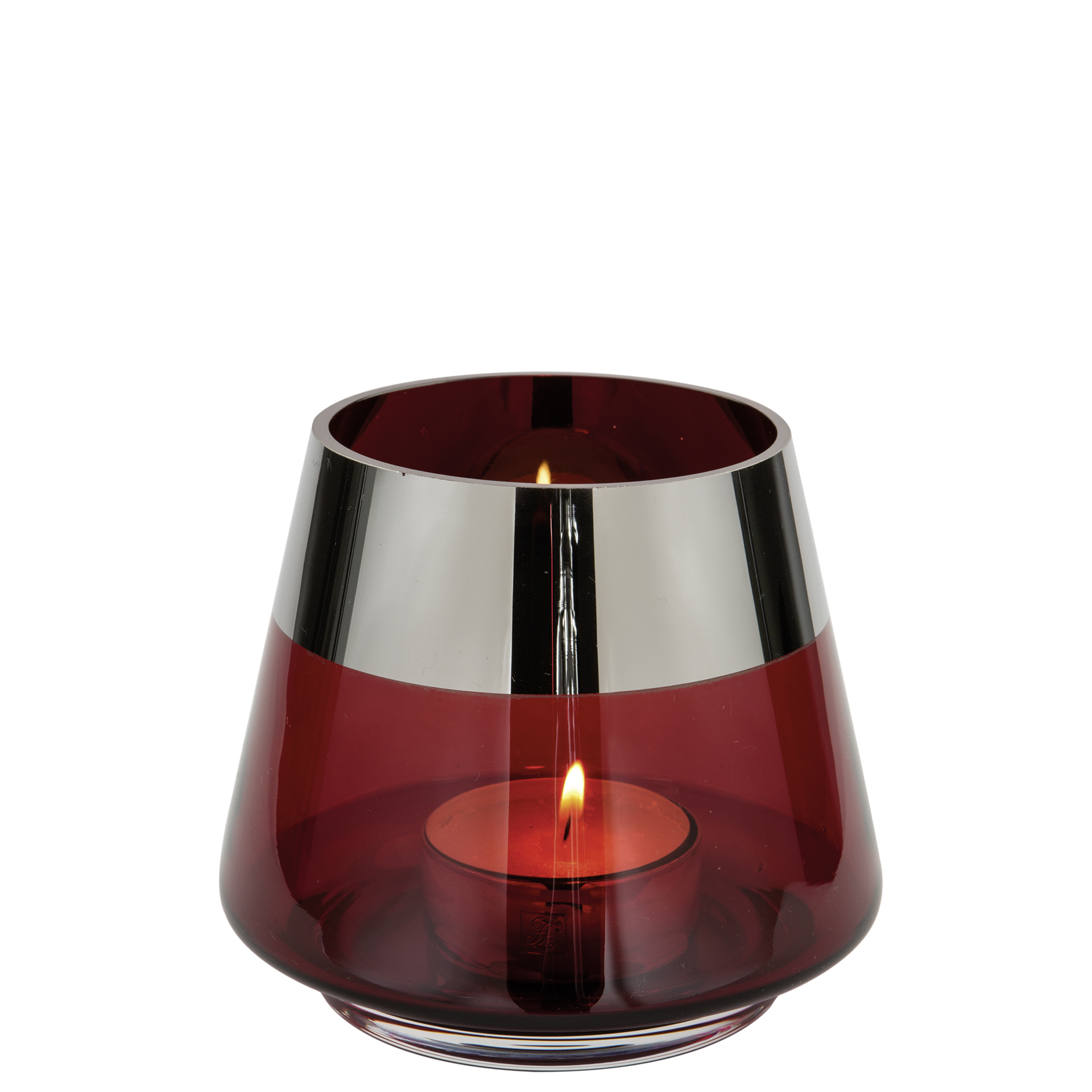 JONA Teelichthalter Glas Rot 15 x 15 x 13 cm    