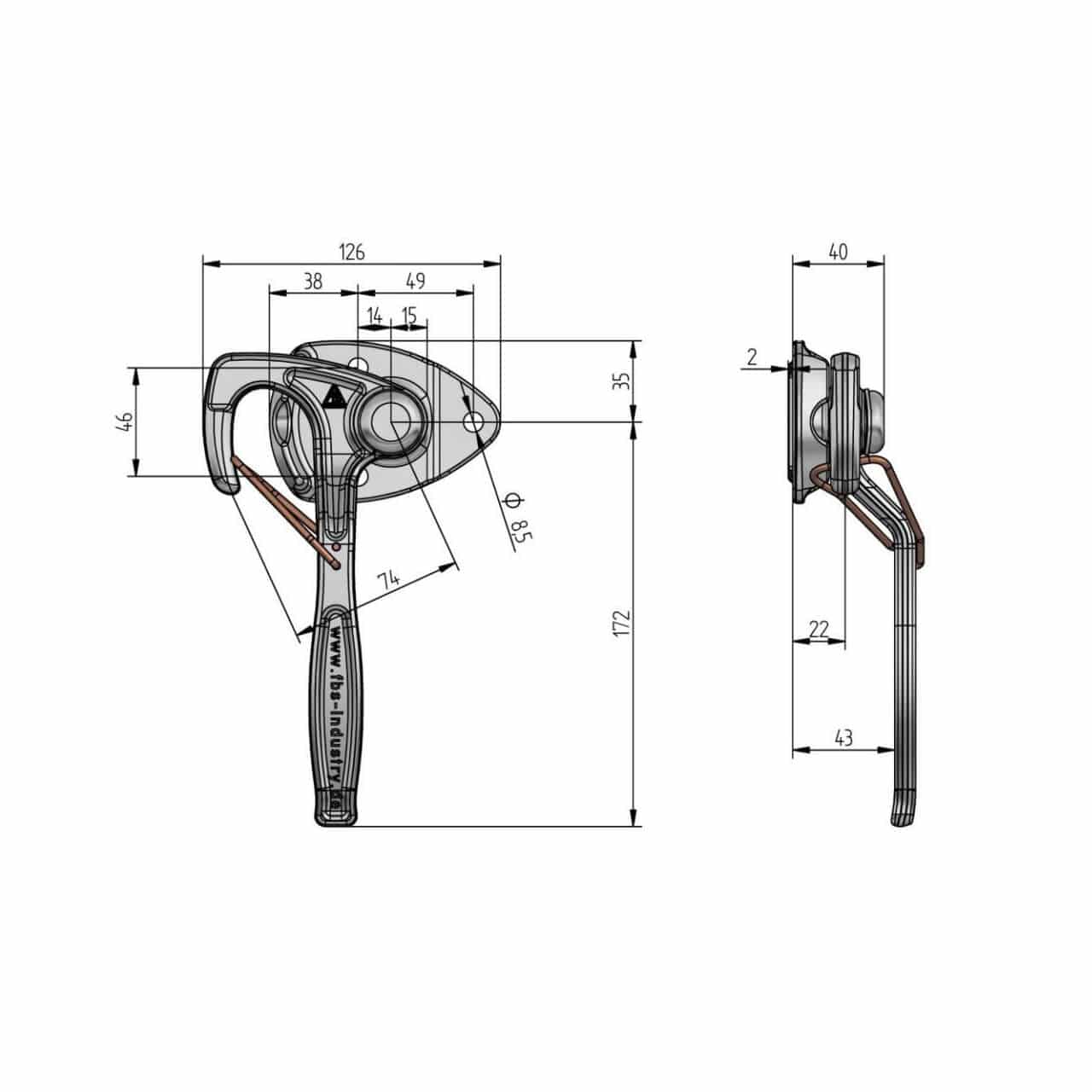 901820-2-Winkelhebelverschluss-rechts 901820 - 2