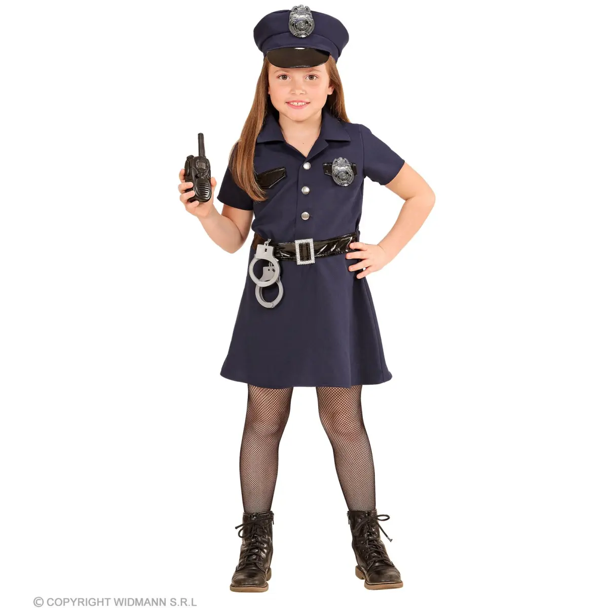 5-teiliges Polizistin-Set für Kinder – Kleid, Gürtel, Mütze, Handschellen & Walkie-Talkie