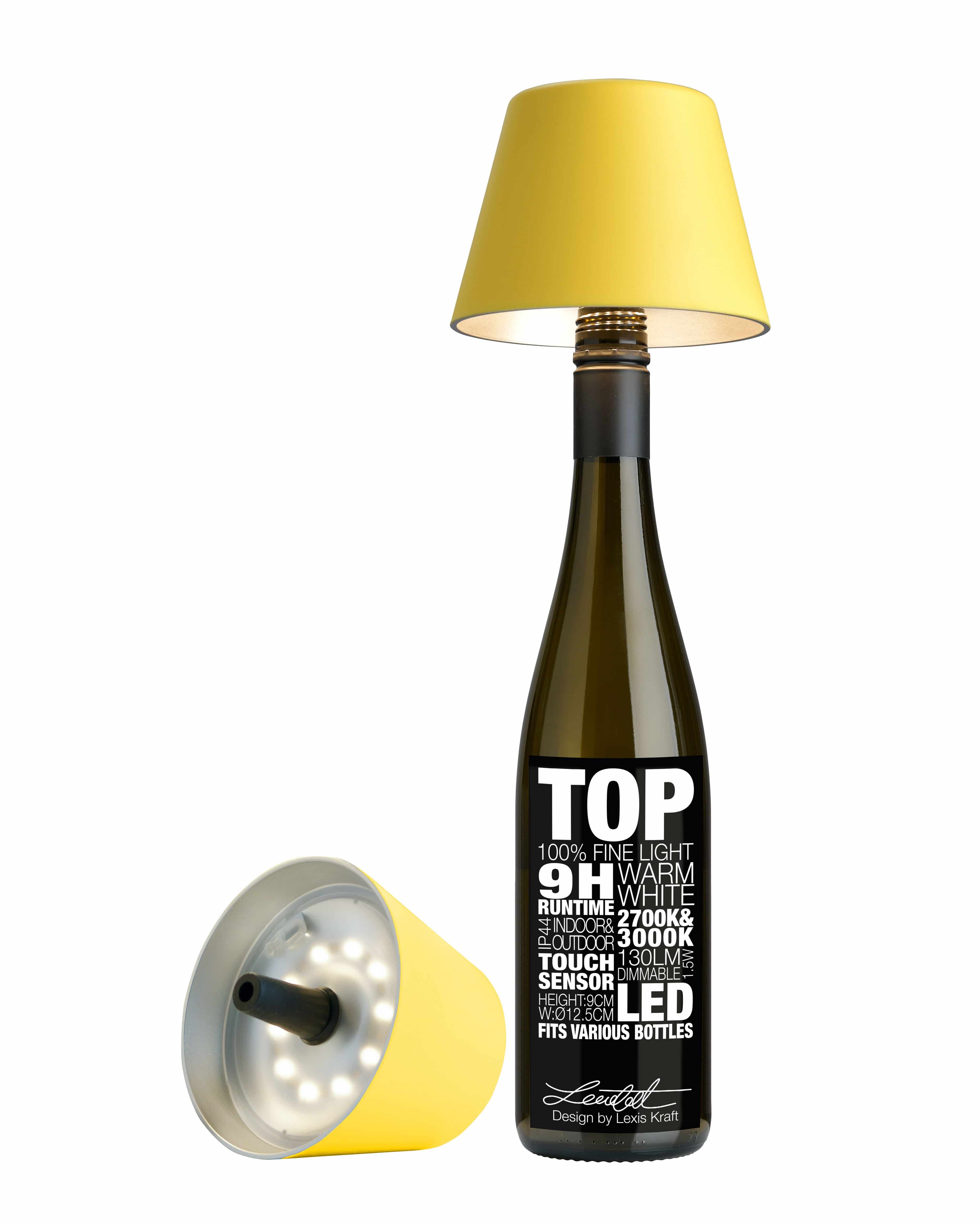 Sompex Dekoleuchte "TOP" LED-Akku Flaschenaufsatz  Gelb