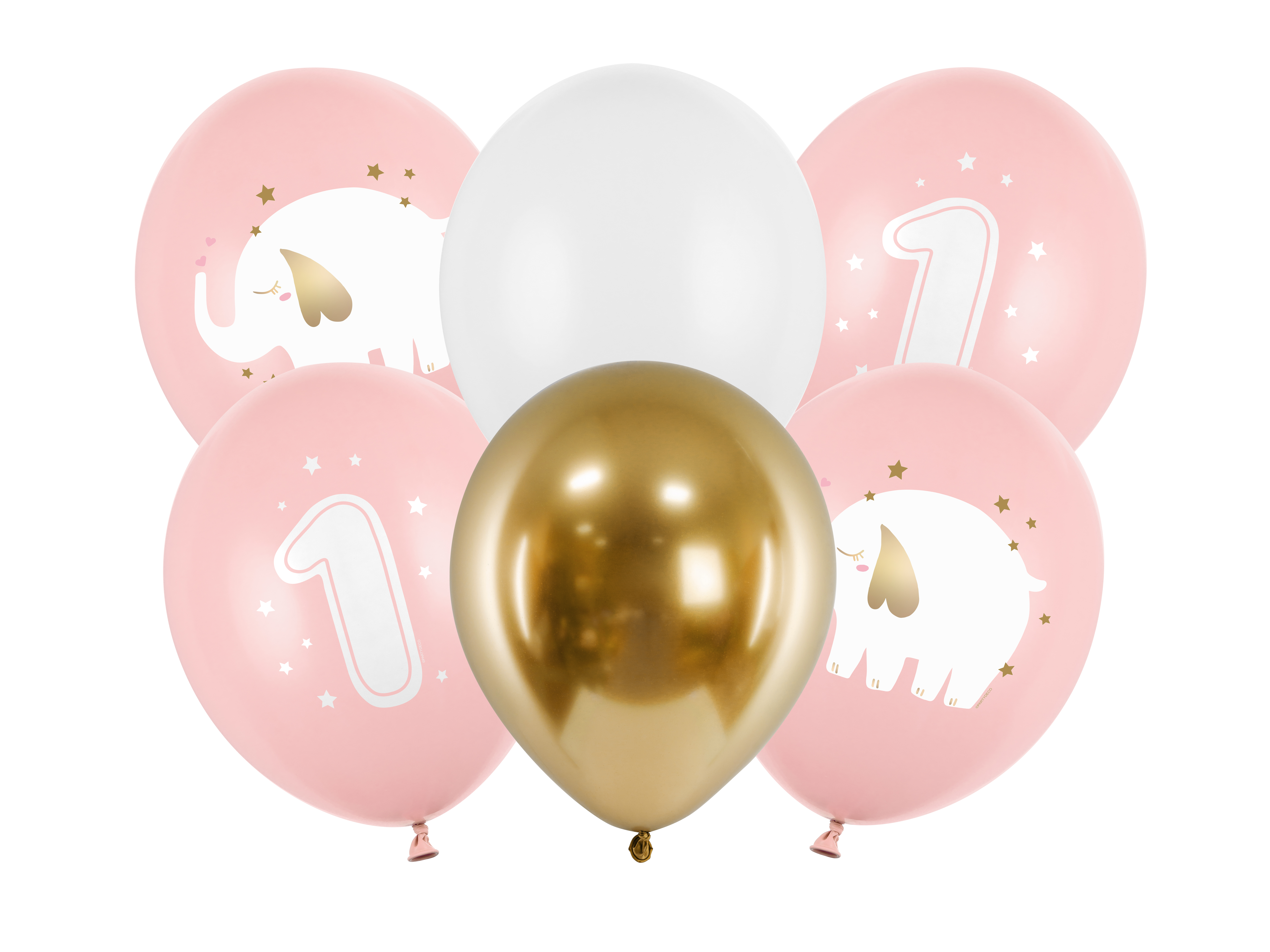 Latex Ballon Bouquet : 1 Geburtstag pink Größe:30cm 6 Stück Packung