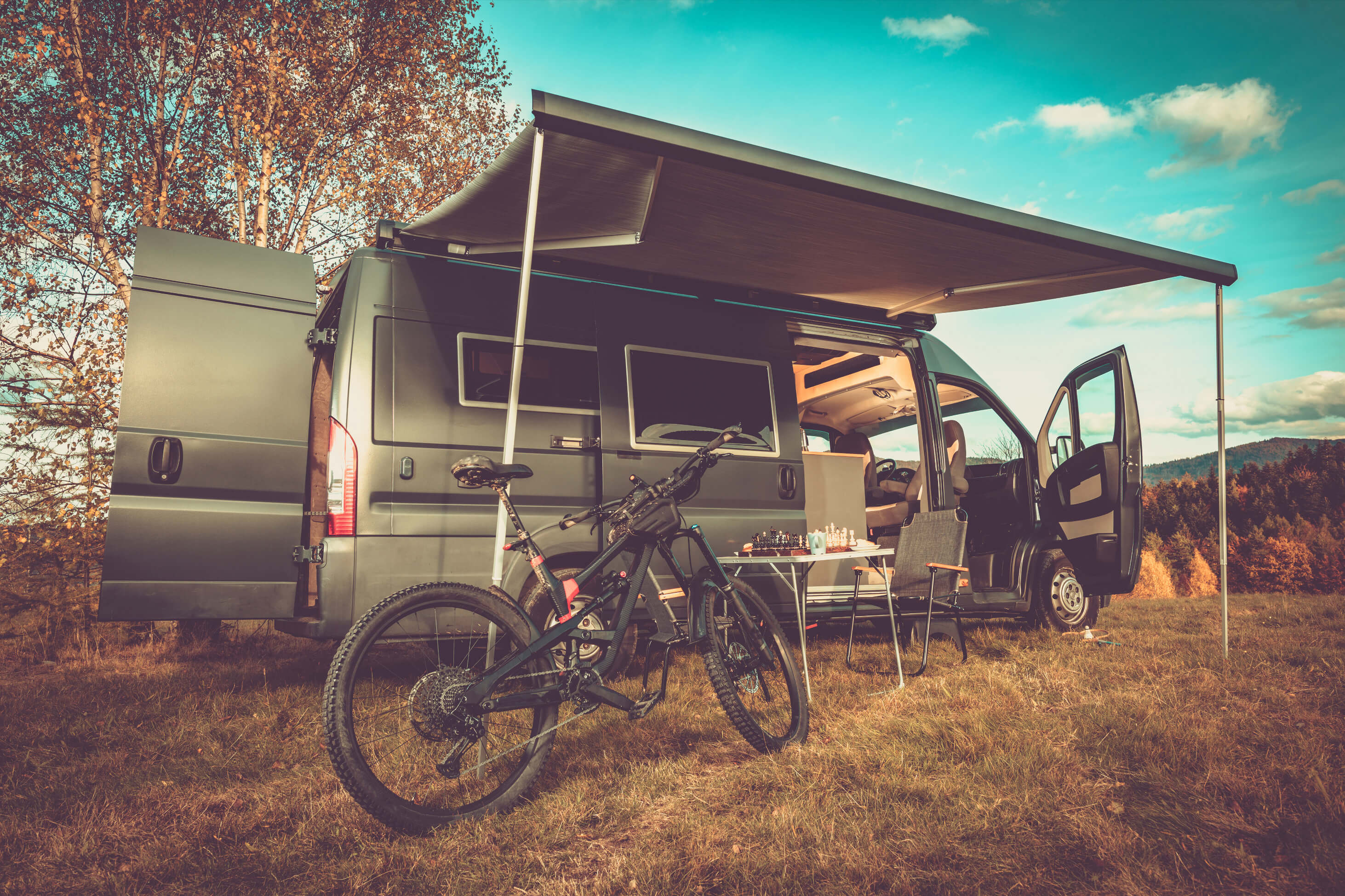 Wohnmobil-Camping mit Fahrrad