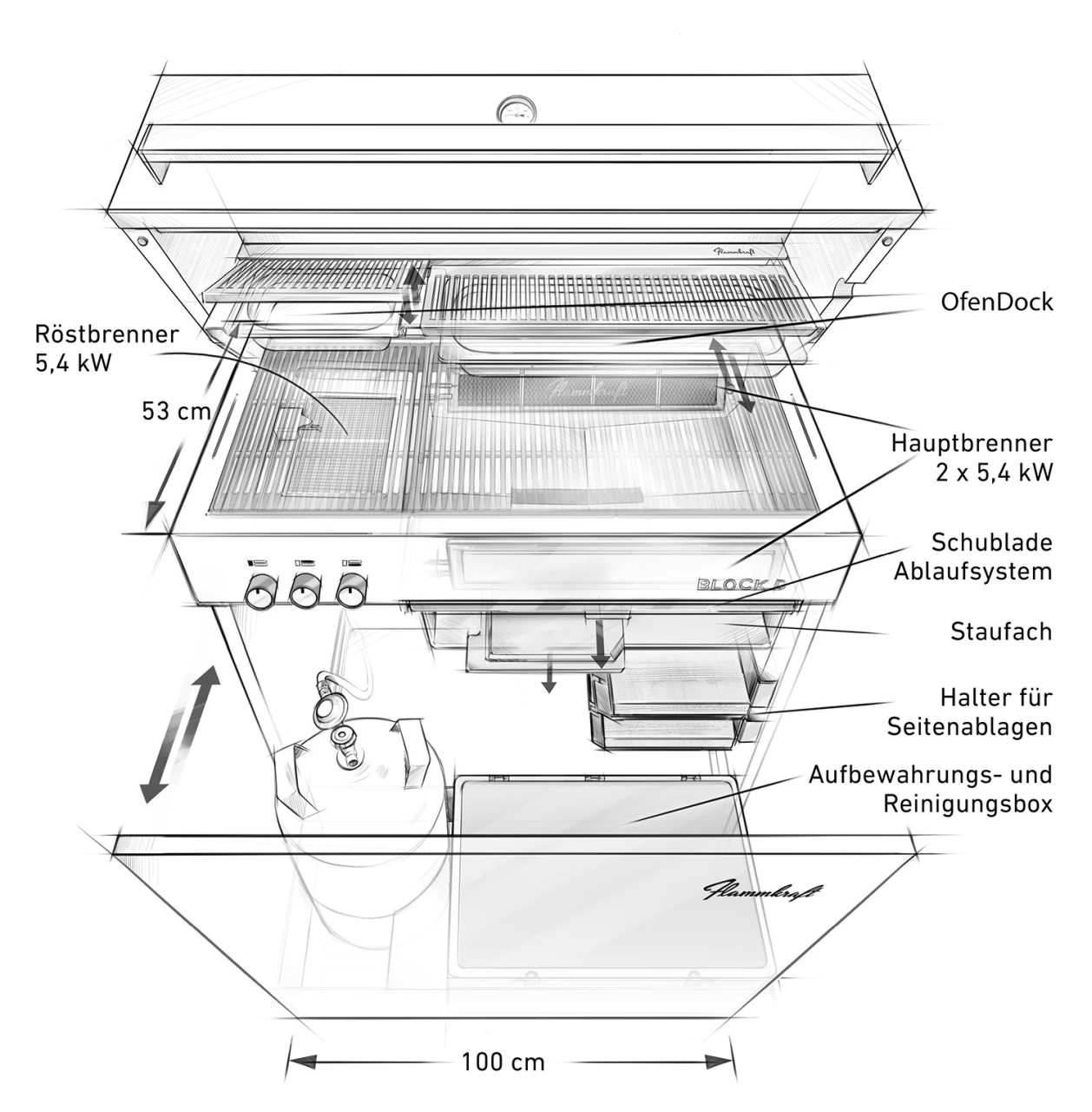 Flammkraft-Block D-Gen. 5-Gasgrill-elfenbeinweiß-D03E50EU-0039067432639-FK0011-33 Zeichnung