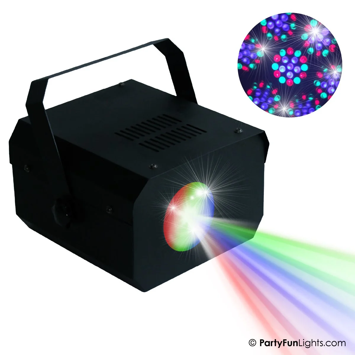 PartyFunLights - Mohnblumen Projektor Discolampe -  musikaktiv und geschwindigkeitsgesteuert -  mehrfarbige LEDs - inkl. Adapter