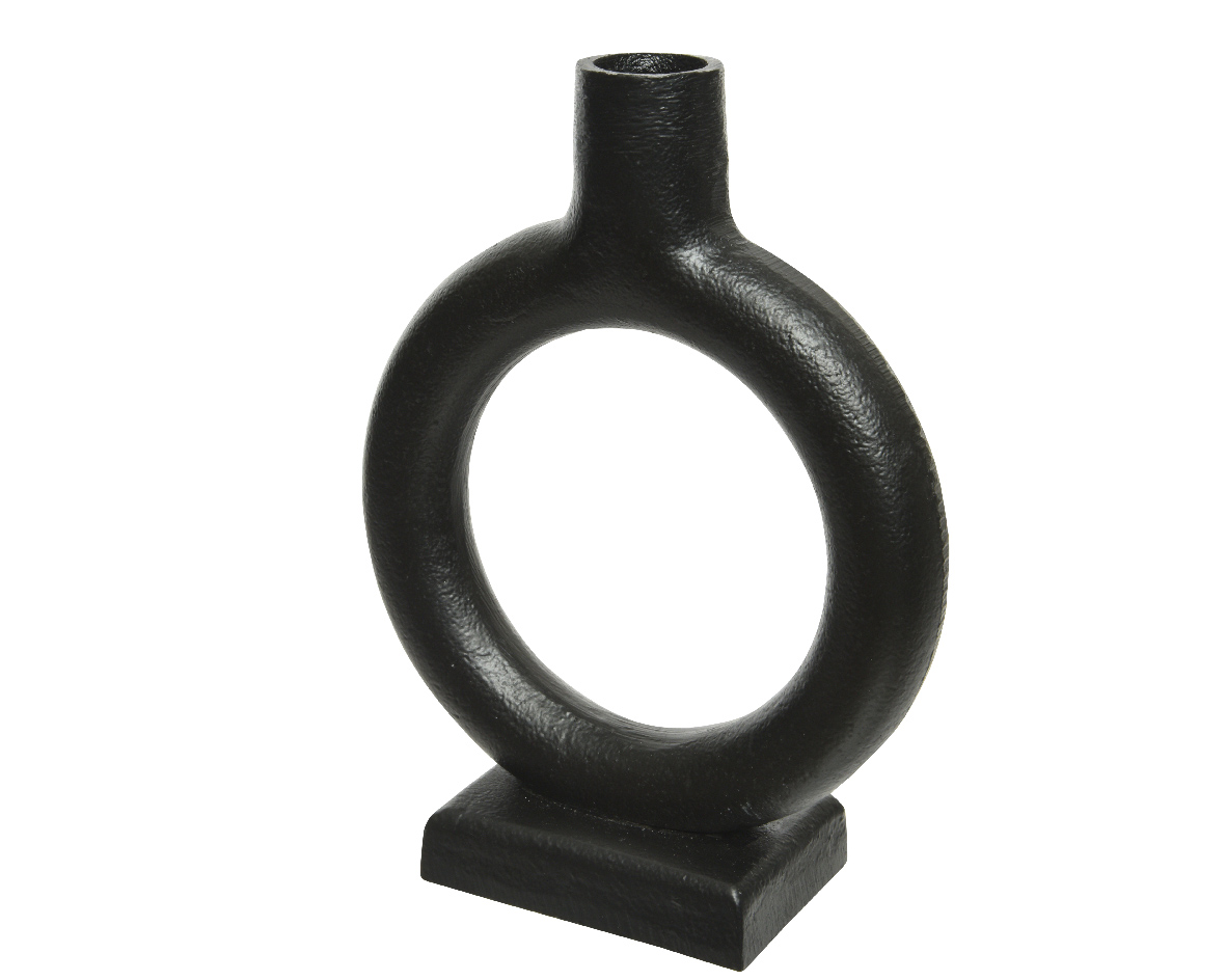 Kerzenhalter Aluminium ringförmig Schwarz 