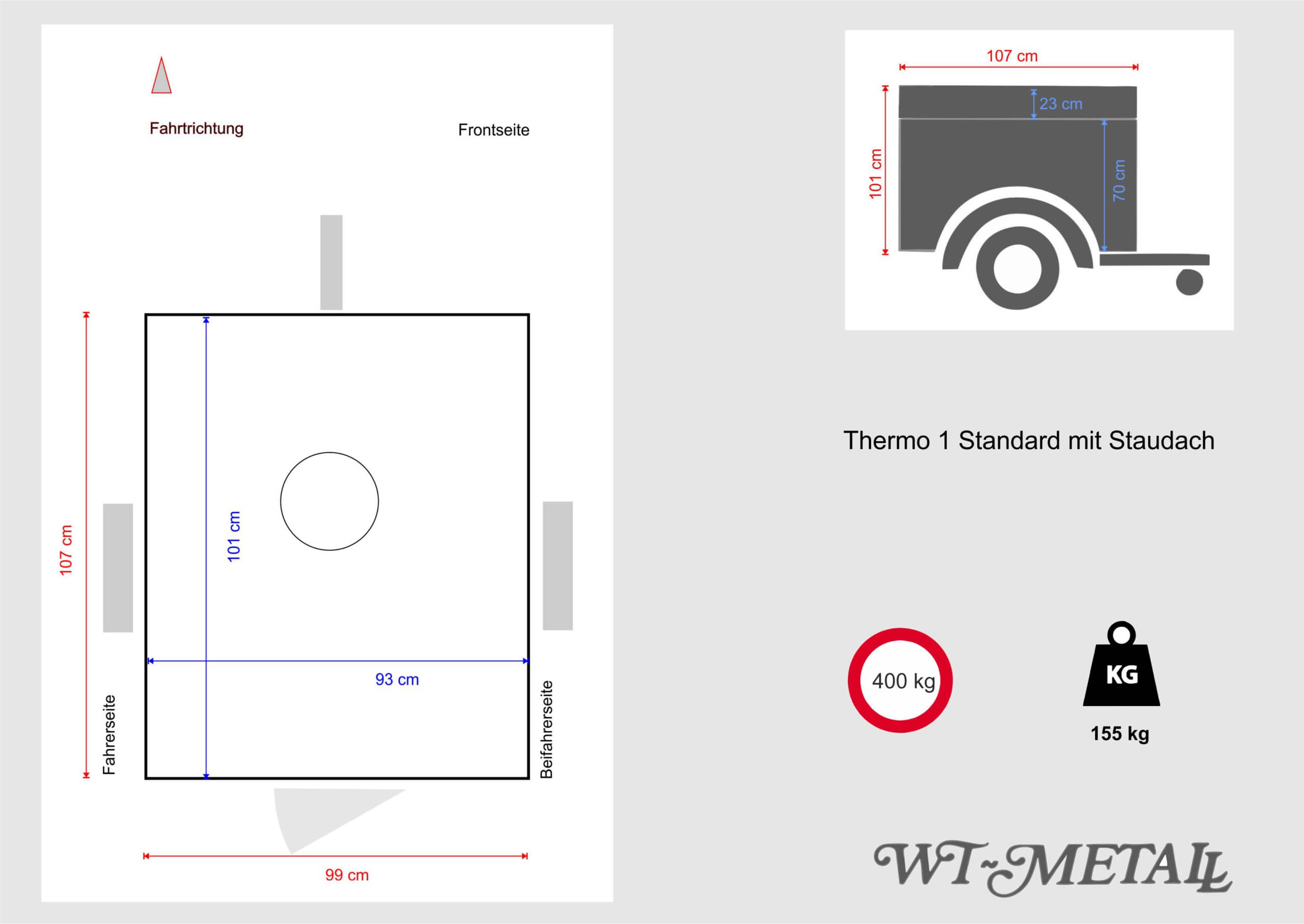 WT-Metall Hundeanhänger Thermo 1 Standard mit Staudach-2