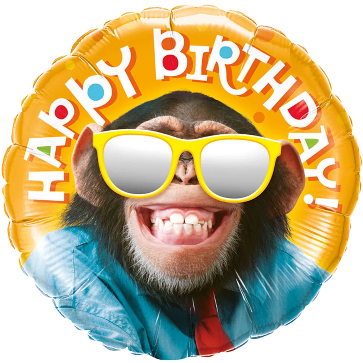 Folienballon: Happy Birthday Chimpanse 