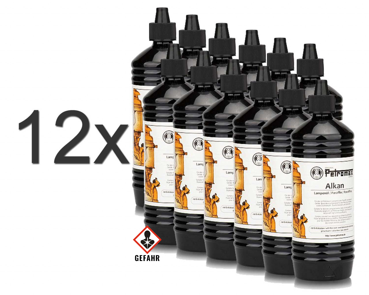 Petroleum / Paraffinöl 12x1 Liter Alkan -   Petromax     