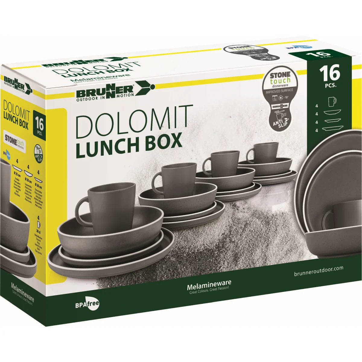 Brunner -  Geschirrset "Lunch Box Dolomit Grey"  16-teilig