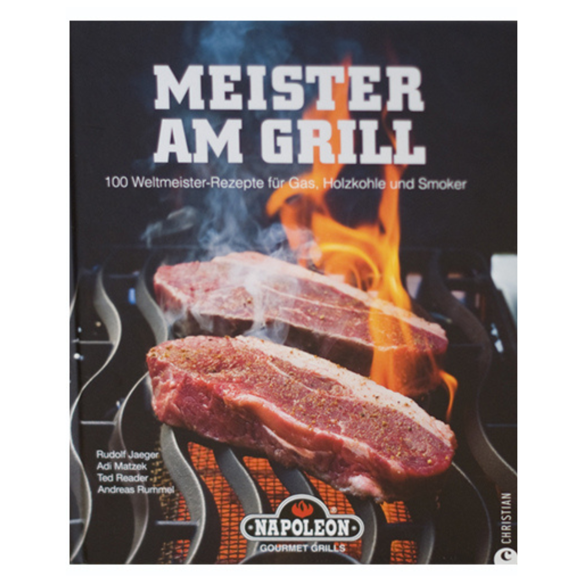 Grillbuch Napoleon "Meister am Grill", schwarz, 2 Steaks auf dem Grill