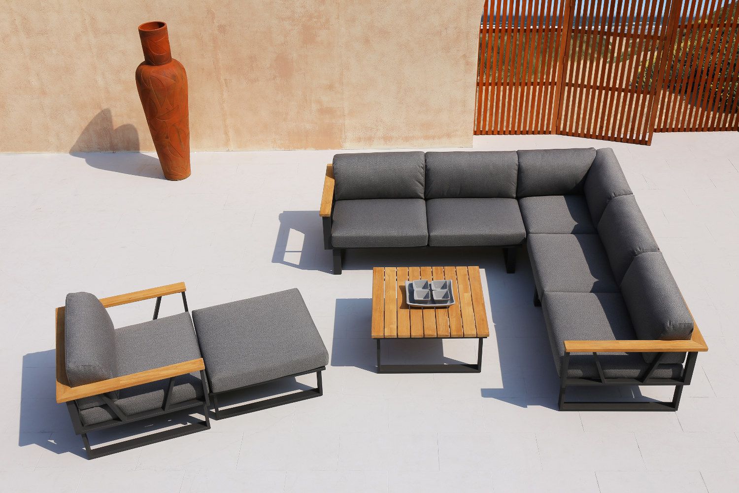 Zebra Belvedere Lounge Sessel und Sofa Edelstahl Teak graphit Terrasse Outdoor