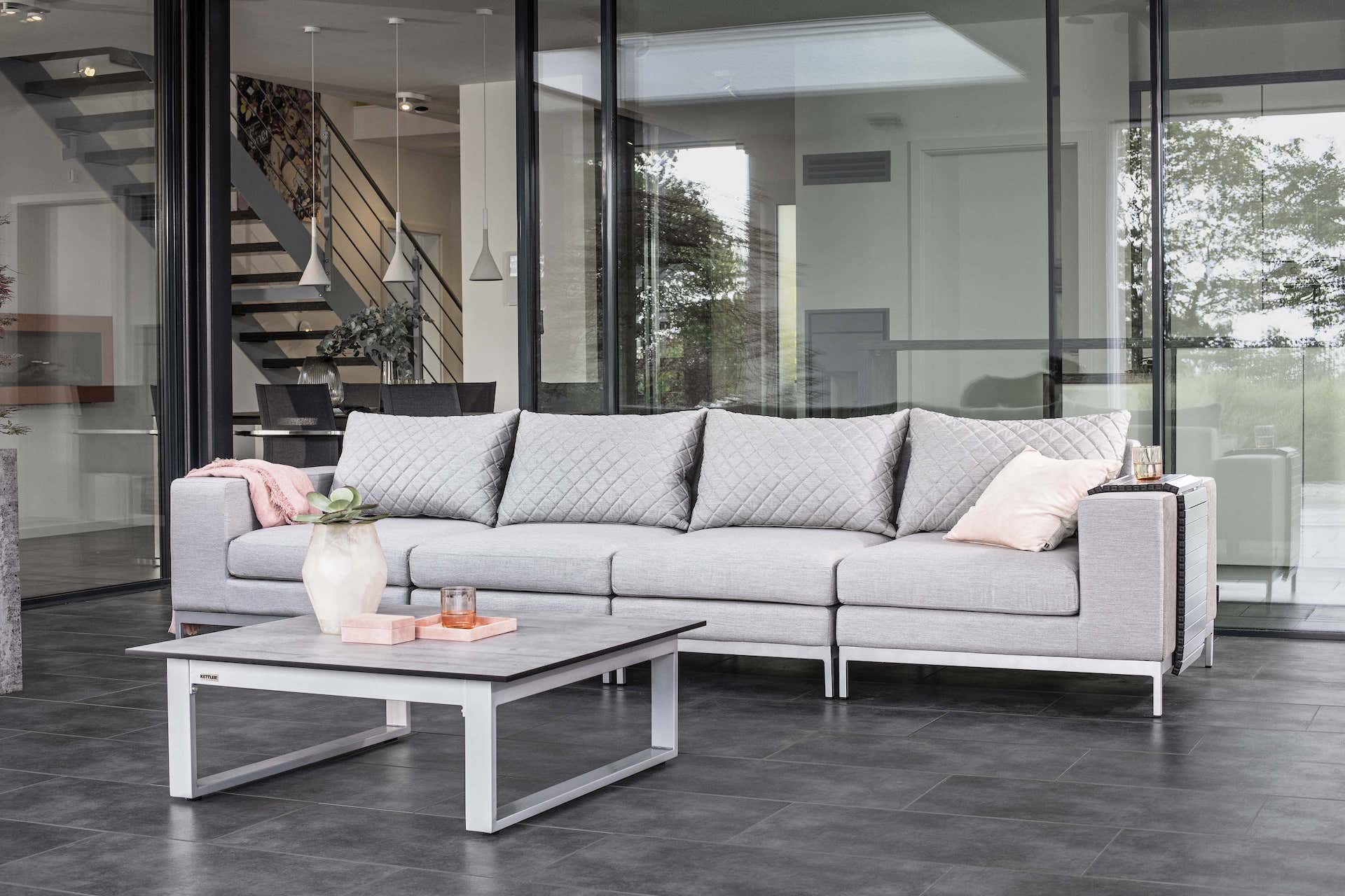 Kettler Ego Modular Lounge Endteil links, rechts, Mittelteil, mit Tisch