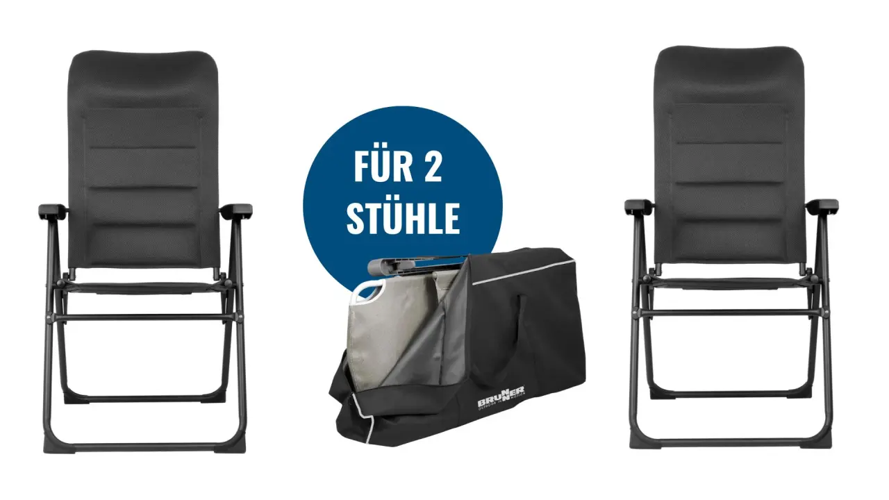 Brunner Campingstuehle in Schwarz 2-Set mit Tragetasche Schwarz